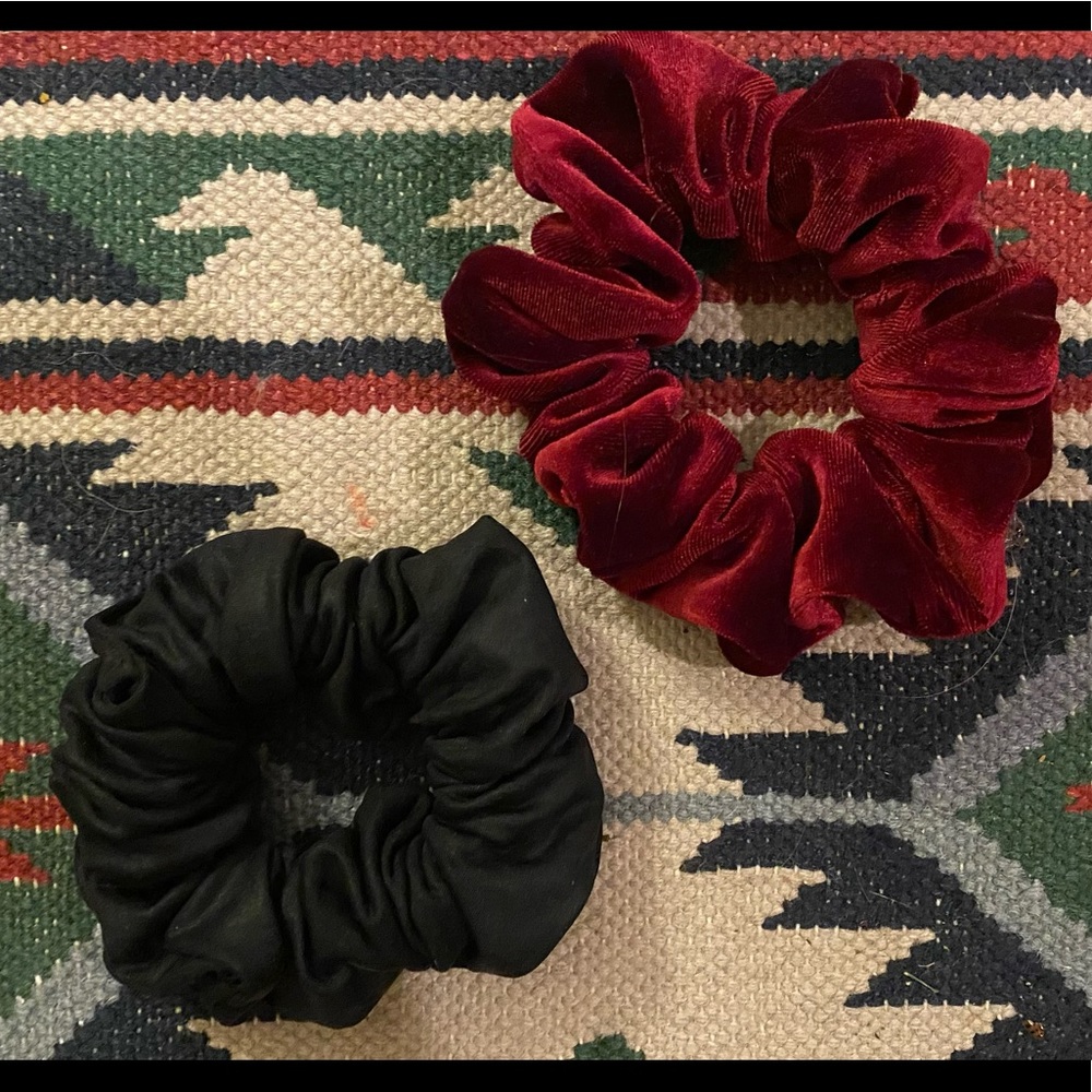 American Apparel Red Velvet and Black Scrunchies